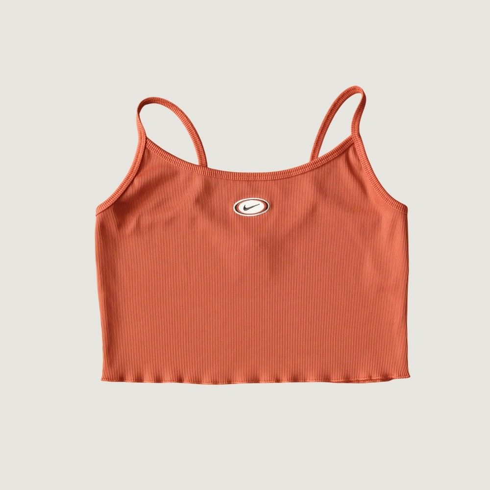 Nike Cami Ribbed Cropped Tank Top Burnt Orange CU5338-895 Size M